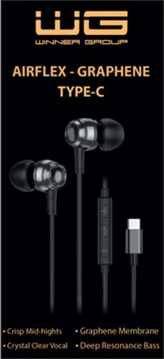 WG - Sluchátka s konektorem Type-C, drátové, černá