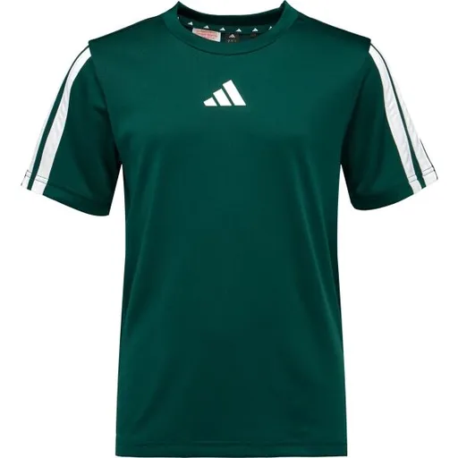adidas TRAINING ESSENTIALS 3 STRIPES TEE Dětské triko, tmavě zelená, velikost