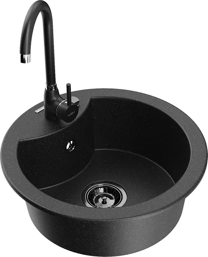 MEXEN/S Diego granitový dřez včetně baterie Telma, černá/stříbrná 6512-73-670200-70-B