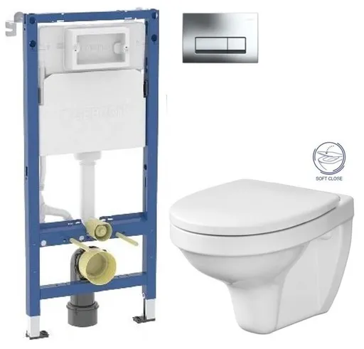 GEBERIT DuofixBasic s chromovým tlačítkem DELTA51 + WC CERSANIT DELFI + SOFT SEDÁTKO 458.103.00.2 51CR DE2