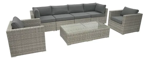 DEOKORK Ratanová variabilní sestava SEVILLA pro 6 osob (šedá)
