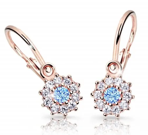 Cutie Jewellery Dětské náušnice z růžového zlata C2749-10-X-4 světle modrá