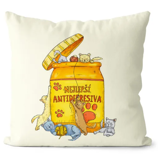 Polštář Antidepresiva – kočky (Velikost: 55 x 55 cm)