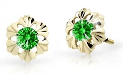 Cutie Jewellery Zlaté dětské náušnice C2213-30-X-1 zelená