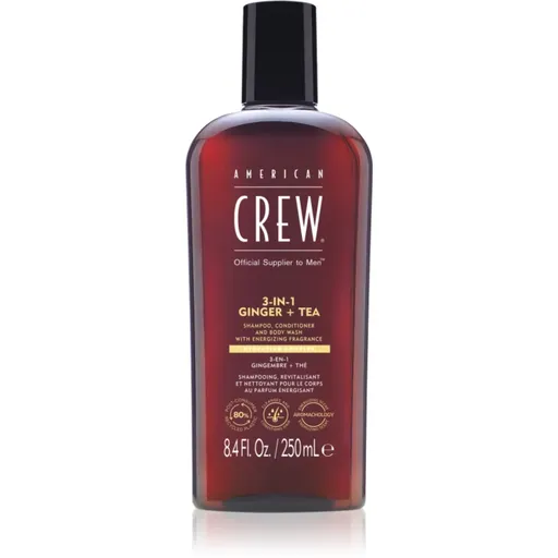 American Crew 3 in 1 Ginger + Tea 3 v 1 šampon, kondicionér a sprchový gel pro muže 250 ml