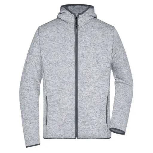 James & Nicholson (Daiber) Pánská mikina s kapucí na zip JN589 - Světlý melír / tmavě šedá | XL