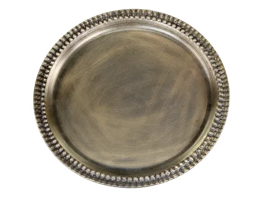 Mosazný antik dekorační kovový podnos Viola - Ø 20*1cm Chic Antique