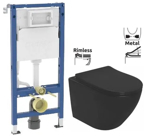 GEBERIT DuofixBasic bez tlačítka + WC REA CARLO MINI RIMLESS ČIERNY MAT + SEDADLO 458.103.00.2 X MM1
