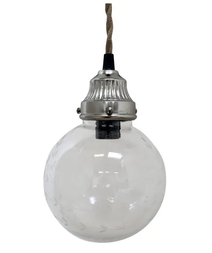 Závěsné ručně vyrobené světlo se skleněnou koulí Sione - Ø 14cm/ E14 / 40W Chic Antique