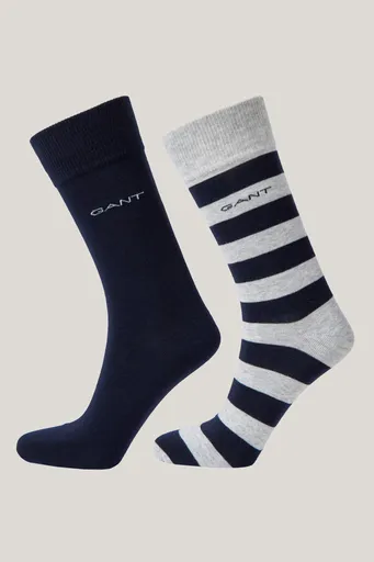 PONOŽKY GANT BARSTRIPE AND SOLID SOCKS 2-PACK LIGHT GREY MELANGE