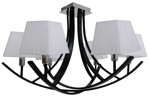 Stropní lampa s černým / bílým stínidlem, lustr 6x40W Valencia
