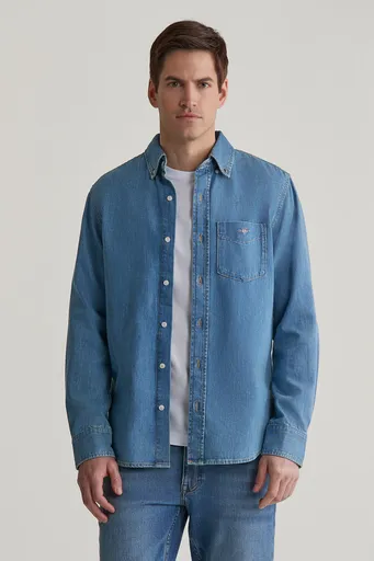 KOŠILE GANT REG DENIM SHIRT SEMI LIGHT BLUE WORN IN
