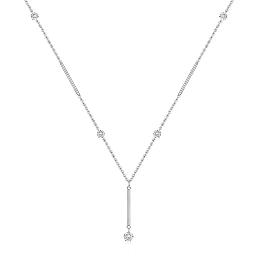 Stříbrný náhrdelník 925 s čirými zirkony a hladkými tyčinkami