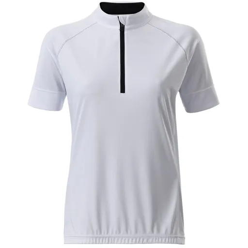 James & Nicholson (Daiber) Dámský cyklistický dres s krátkým zipem JN513 - Bílá / černá | L