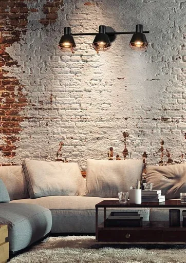 Nástěnná/stropní lampa s černým měděným stínidlem 3xE14 40W Neria