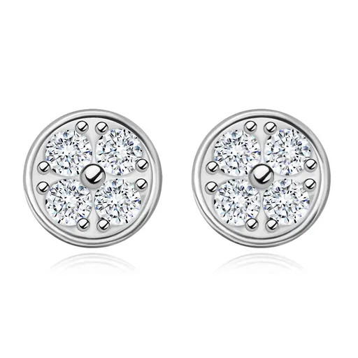 Stříbrné náušnice 925 - kruh s čirými zirkony, hladký okraj