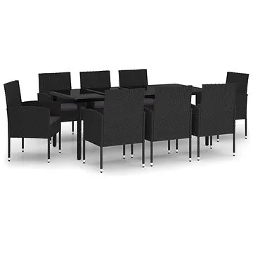 9dílný zahradní jídelní set černý, 3099618 (3099618)