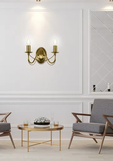 Dvojitá nástěnná lampa 2xE14 patinovaná MUZA