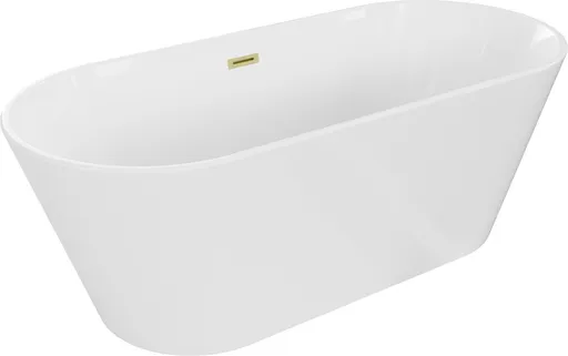 MEXEN/S Flavia vana volně stojící 170 x 75, bílá, sifon a přepad zlatá kartáčovaná 54031708000-55