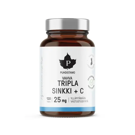 Puhdistamo Triple Zinc 25 mg + Vitamin C 120 kapslí