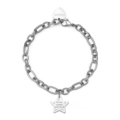 S'Agapõ Moderní ocelový náramek s přívěskem hvězdy Be My Family SBY026