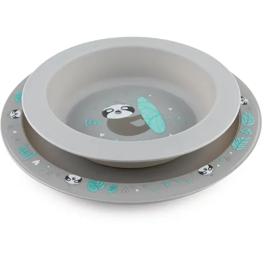 Canpol babies Exotic Animals jídelní sada Grey 2 ks