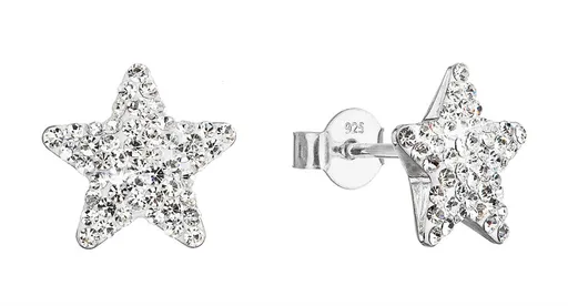 Evolution Group - Pavona Stříbrné náušnice Hvězdičky s krystaly Preciosa 31312.1
