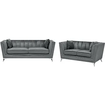 BELIANI, Pětiosobová sametová sedací souprava šedá GAULA, 125243 (beliani_125243)