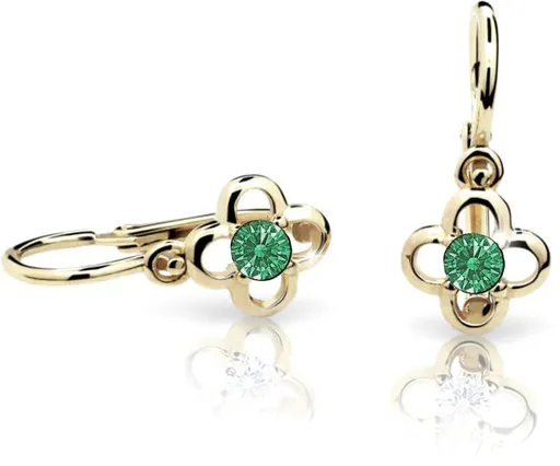 Cutie Jewellery Zlaté dětské náušnice C1944-10-X-1 zelená