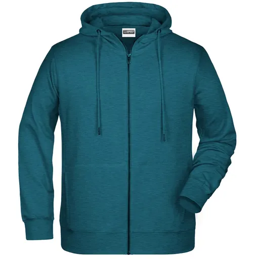 James & Nicholson (Daiber) Pánská mikina na zip z biobavlny 8026 - Petrolejový melír | 3XL