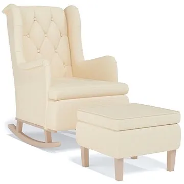 Houpací křeslo se stoličkou krémové textil, 3121281 (3121281)