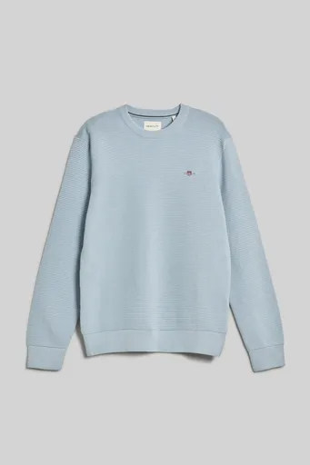 SVETR GANT TEXTURED COTTON C-NECK STORMY SEA