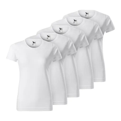 MALFINI Set 5 ks: Dámské tričko BASIC - Bílá | L