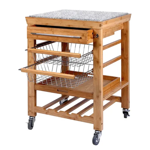 ROLLING STONE Servírovací vozík žula/bambus