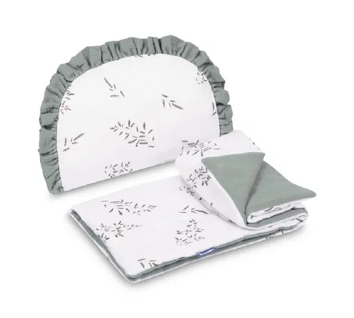 SENSILLO 2D sada do kočárku, postýlky, kolébky, mušelín, bavlna, Louka, zelená, khaki