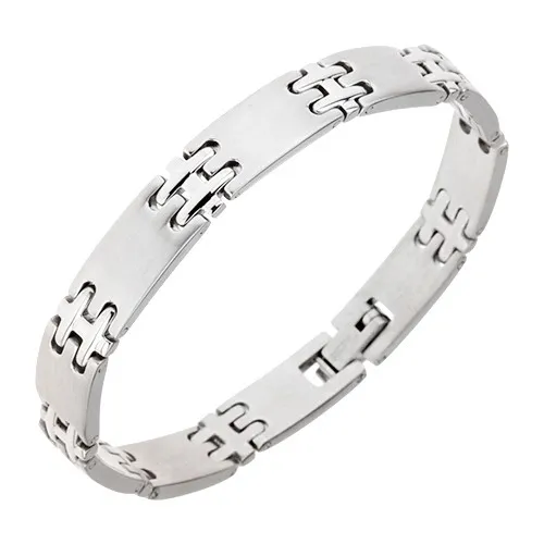 Náramek z chirurgické oceli, matné obdélníkové články, spoje H