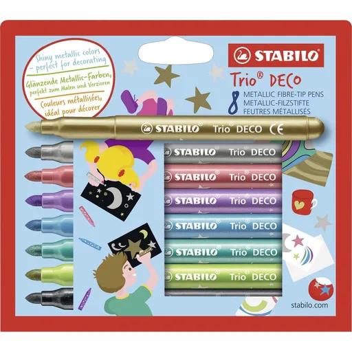 STABILO 377-8-6 Trio DECO Metalický vláknový fix s XL hrotem 8 ks