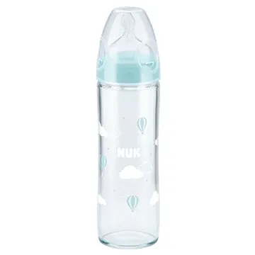 NUK kojenecká láhev Love, 240 ml - skleněná, modré balóny (BABY0032a)