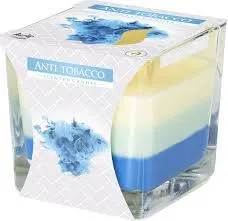 Svíčka vonná ve skle Bispol Antitabák tříbarevná