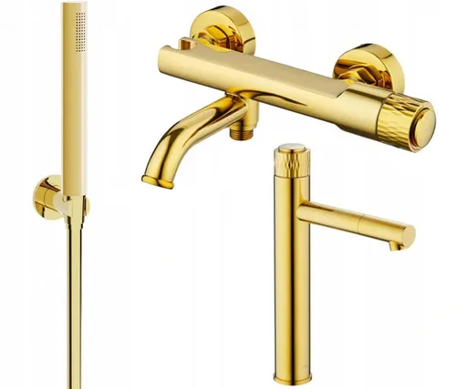 MEXEN/S Diamond R70 Set umyvadlové a vanové baterie s příslušenstvím, zlato 71513R70-50