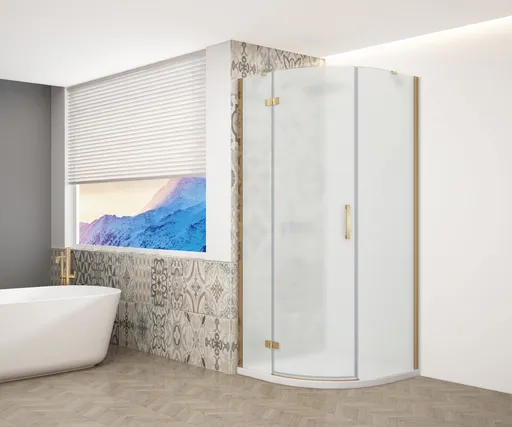 GELCO TRINITY GOLD čtvrtkruhový kout 900x900  levý, matné sklo, GT6590ML-G GT6590ML-G