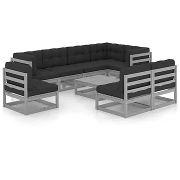 9dílná zahradní sedací souprava s poduškami masivní borovice, 3076681 (3076681)