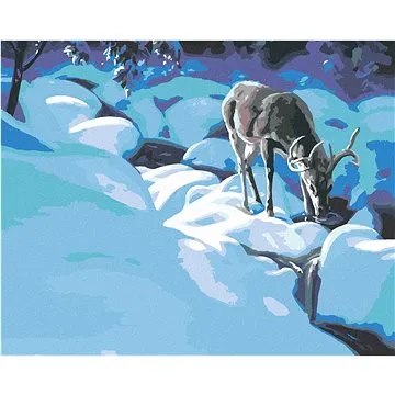 Zuty - Malování podle čísel - JELEN U ZAMRZLÉHO POTŮČKU (D. RUSTY RUST), 80x100 cm, vypnuté plátno n (HRAmmb03273nad)