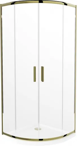 MEXEN/S Rio sprchový kout čtvrtkruh 90x90, transparent, zlatá + bílá vanička se sifonem 863-090-090-50-00-4110G