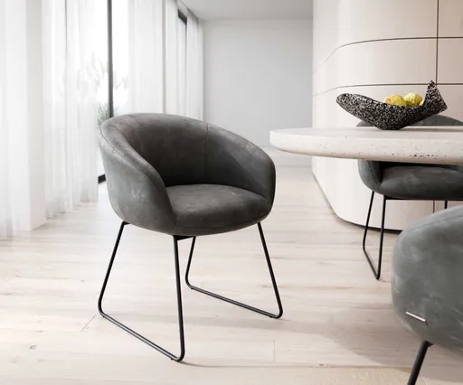 Jídelní židle Vinka-Flex tenká podnož kovová černá mikrovlákno