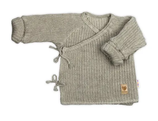 Baby Nellys Kojenecký svetřík, rostoucí, na zavazování na boku - tm. béžová, 62/68