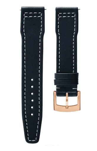 Kožený řemínek Biatec Marine | Modrý - 20 mm - Zlatá