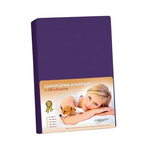 Bellatex Jersey prostěradlo s elastanem švestková, 200 x 220 cm