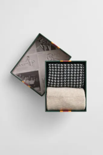 PONOŽKY GANT HOUNDSTOOTH PATTERN SOCKS 2-P GB BLACK