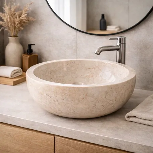 Indera Gemma 501 Ø50 cm Cream Kamenné umyvadlo leštěný mramor